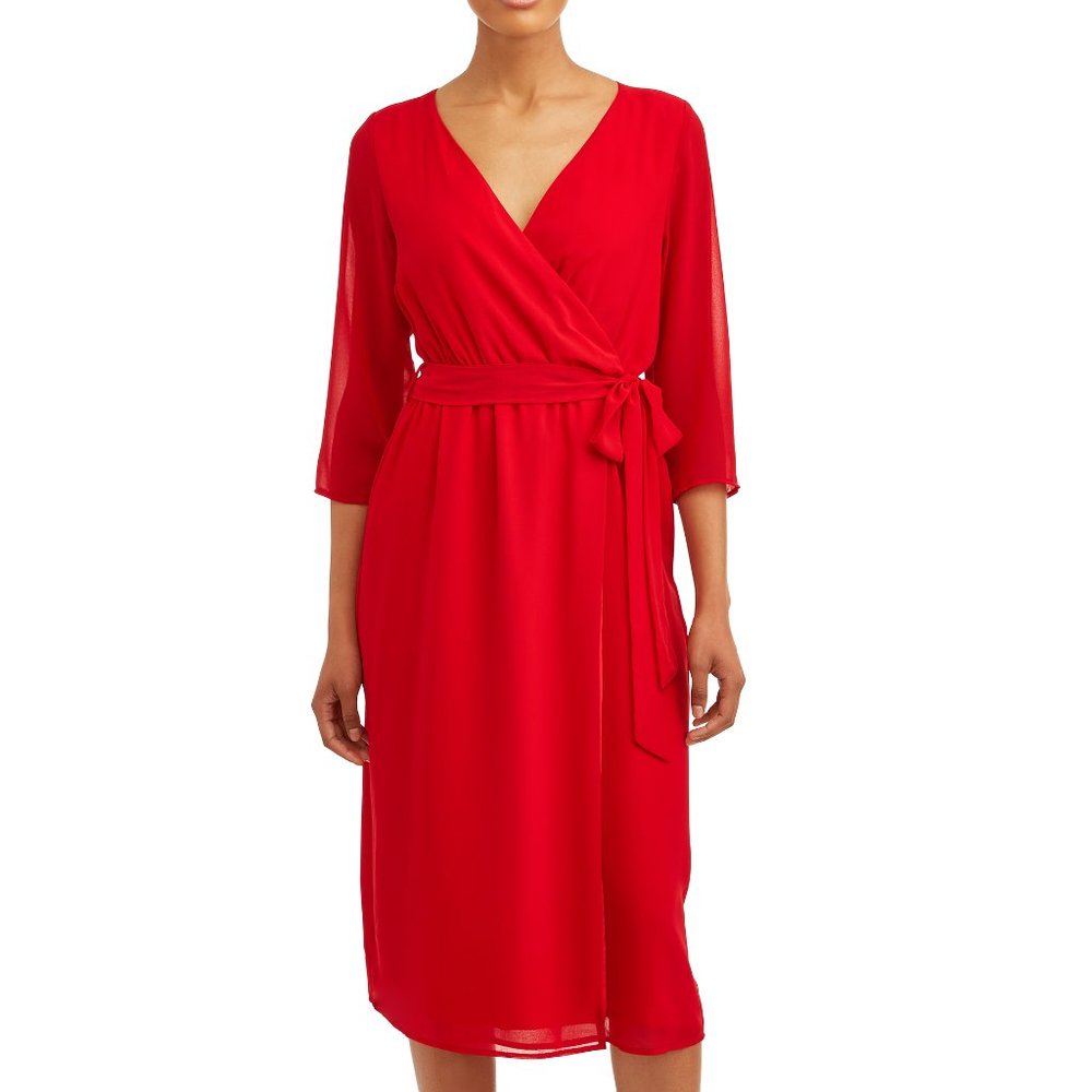 Red Wrap Dress - Picture 3 of 4